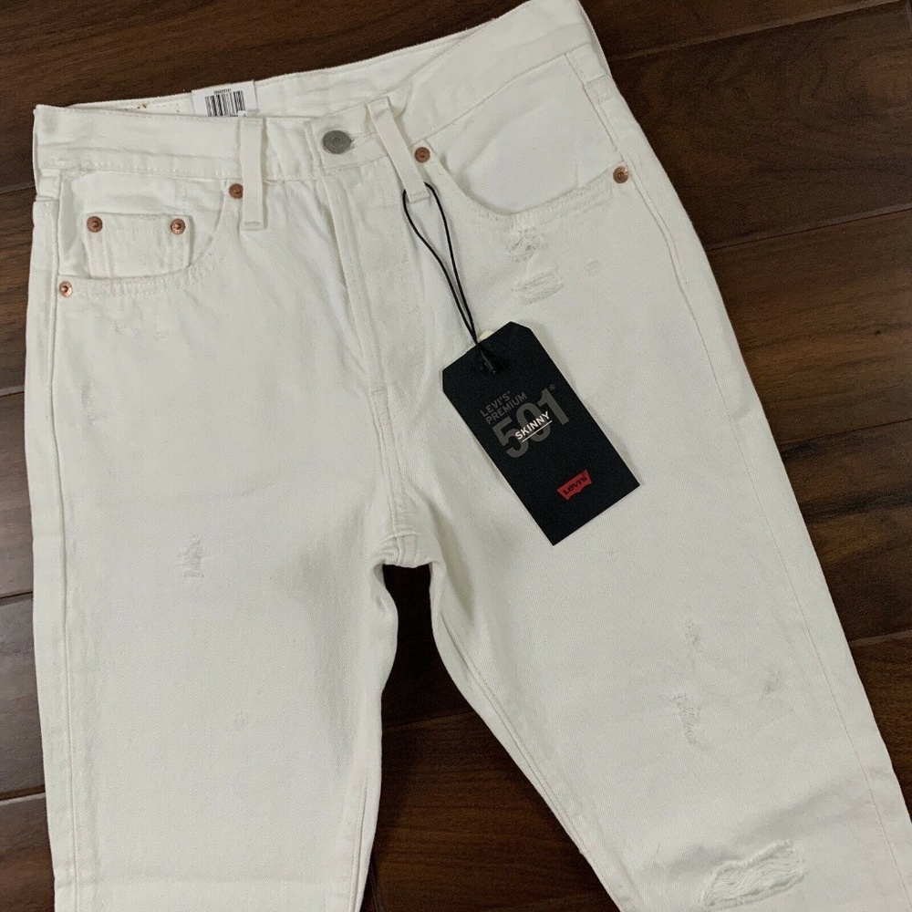 Levi's Size 25 White 501 High Rise‎ Skinny Denim Jeans - Picture 2 of 9